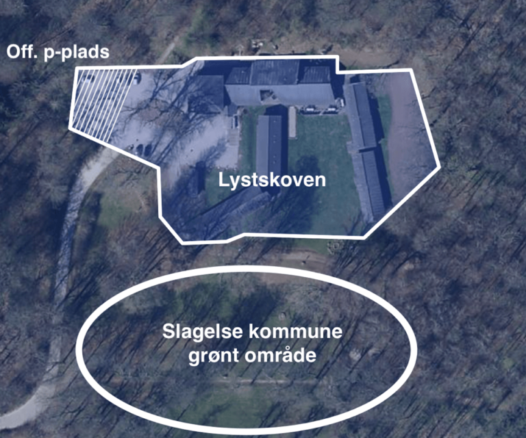 Kort over arealerne omkring Lystskoven