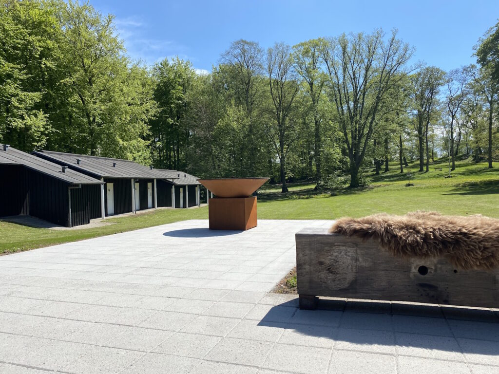 Udsigt fra terrassen i Lystskoven